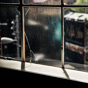 a glass pane on a window