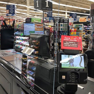 grocery store sneeze guard/protective barrier