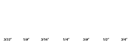 glass thickness such as 1/8, 3/16, 1/4, 3/8, 1/2, and 3/4 inches